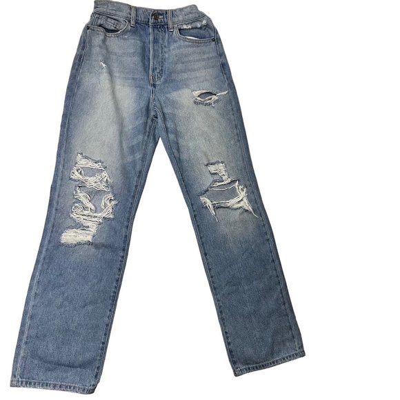 Cello Women's 1 Super High Rise Dad Jeans Button Fly Distressed Denim Y2K Excell - Picture 2 of 15